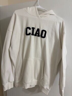 CIAO Embroidered Hoodie in Off-White